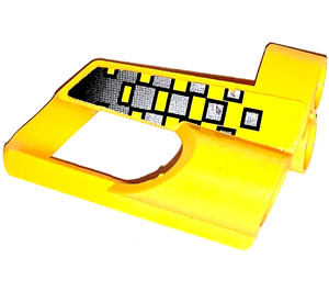 LEGO Yellow 3D Panel 5 with Silver, Black, and Yellow Checkered (Side B) Sticker (32527)