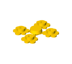 LEGO Gul 4 Blomst Heads på Sprue (3742 / 56750)