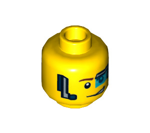 LEGO Yellow Agent Curtis Bolt Head with Headset (Recessed Solid Stud) (3626 / 18302)