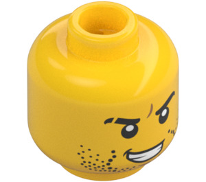 LEGO Yellow Agent Jack Fury with Helmet and Shoulder Armor Minifigure Head (Recessed Solid Stud) (3626 / 20427)