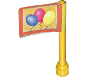 LEGO Yellow Antenna 1 x 4 with Balloons on Yellow Background with Red Frame Sticker with Rounded Top (3957)