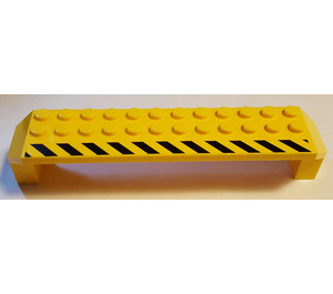 LEGO Žlutá Klenba 2 x 14 x 2.3 s Černá/Žlutá Warning Pruhy Pravá Postranní Samolepka (30296)