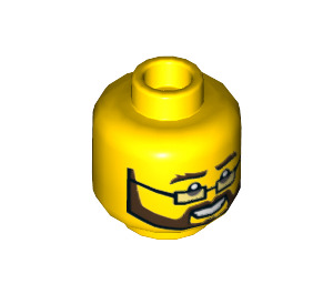 LEGO Yellow Arctic Scientist with Glasses and Beard Minifigure Head (Recessed Solid Stud) (3626 / 17803)