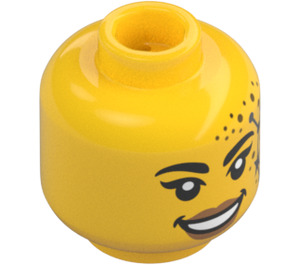 LEGO Yellow Astronaut with Dark Blue Space Helmet and Jet Pack Minifigure Head (Safety Stud) (3274 / 105859)