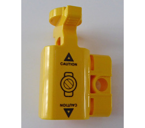 LEGO Yellow Beam 1 x 3 with Shooter Barrel with Black 'CAUTION' and Triangles on each side Sticker (35456)