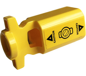 LEGO Yellow Beam 1 x 3 with Shooter Barrel with Black 'CAUTION' and Triangles Sticker (35456)