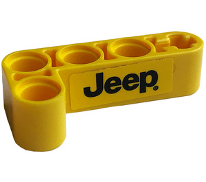 LEGO Geel Balk 2 x 4 Krom 90 graden, 2 en 4 Gaten met 'Jeep' (Links) Sticker (32140)