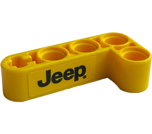 LEGO Yellow Beam 2 x 4 Bent 90 Degrees, 2 and 4 holes with 'Jeep' (Right) Sticker (32140)