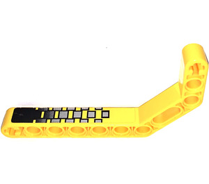 LEGO Yellow Beam 3 x 3.8 x 7 Bent 45 Double with Silver Blocks Sticker (32009)