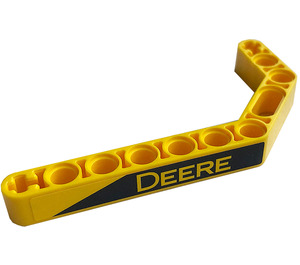 LEGO Geel Balk 3 x 3.8 x 7 Krom 45 Dubbele met Stripe, 'DEERE' (Rechtsaf) Sticker (32009)