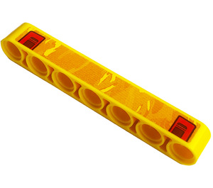 LEGO Yellow Beam 7 with Brake Lights, Flames Sticker (32524)