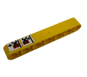 LEGO Yellow Beam 7 with Claws, Red Barrels and Arrows Sticker (32524)