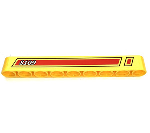 LEGO Yellow Beam 9 with '8109', Red and Black Stripes (Left) Sticker (40490)
