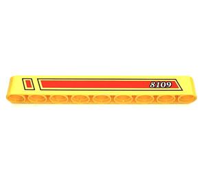 LEGO Yellow Beam 9 with '8109', Red and Black Stripes (Right) Sticker (40490)