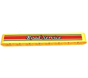 LEGO Yellow Beam 9 with 'Road Service', Red and Black Stripes Sticker (40490)