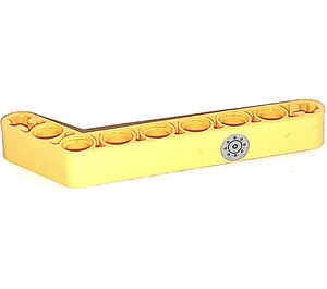 LEGO Yellow Beam Bent 53 Degrees, 3 and 7 Holes with Fuel Tank Cap Sticker (32271)