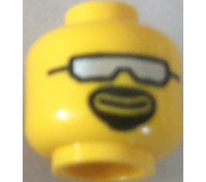 LEGO Yellow Biker Bob Head (Yellow Head, Silver Sunglasses in Black frame and Black Facial Hair (Safety Stud) (3626)