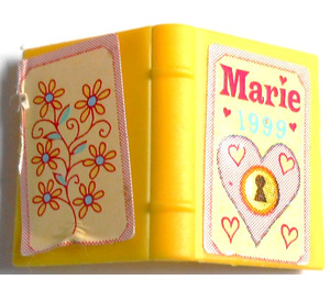 LEGO Yellow Book 2 x 3 with 'Marie 1999', Heart and Flowers Diary Sticker (33009)