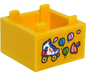 LEGO Gelb Box 2 x 2 mit Roller Skates Aufkleber (2821)