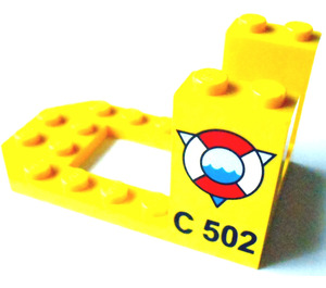 LEGO Yellow Bracket 4 x 7 x 3 with Coast Guard Logo and "C 502" (30250)