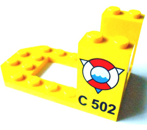 LEGO Amarillo Soporte 4 x 7 x 3 con Guardia costera logo y "C 502" (30250)