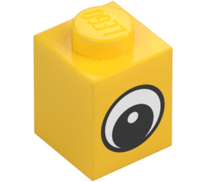 LEGO Geel Steen 1 x 1 met Oog met Witte Vlek op Pupil (88394 / 88395)