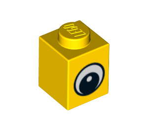 LEGO Gelb Backstein 1 x 1 mit Eye mit weißem Fleck auf dem Schüler (88394 / 88395)