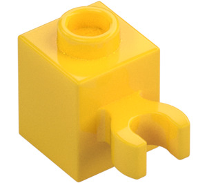 LEGO Žlutá Kostka 1 x 1 s Vertikální Klip (Otevřený klip „O“, dutý kolík) (60475 / 65460)