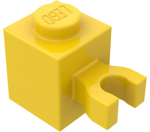 LEGO Gul Kloss 1 x 1 med Vertikal Fäste ('U' fäste, Solid knopp) (30241 / 60475)