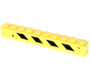 LEGO Yellow Brick 1 x 10 with Black and Yellow Danger Stripes (Left) Sticker (6111)