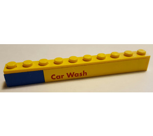 LEGO Gelb Backstein 1 x 10 mit 'Auto Wash' Aufkleber (6111)