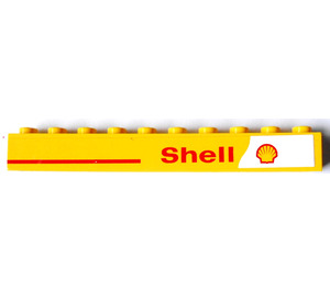 LEGO Geel Steen 1 x 10 met 'Shell' Sticker (6111)