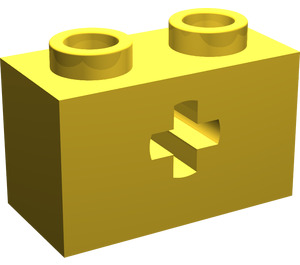 LEGO Gelb Backstein 1 x 2 mit Achse Loch („+“ Öffnung und unterer Bolzenhalter) (32064)