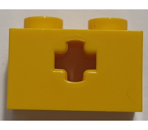 LEGO Yellow Brick 1 x 2 with Axle Hole ('+' Opening and Bottom Stud Holder) (32064)