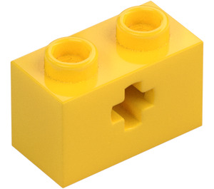 LEGO Žlutá Kostka 1 x 2 s Otvor pro nápravu ('+' Otvor a spodní trubice) (31493 / 32064)