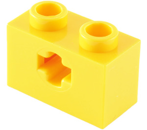 LEGO Yellow Brick 1 x 2 with Axle Hole ('+' Opening and Bottom Tube) (31493 / 32064)