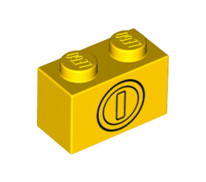 LEGO Gelb Backstein 1 x 2 mit Coin mit Unterrohr (3004 / 76891)