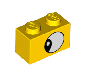 LEGO Gelb Backstein 1 x 2 mit Eye looking Links mit Unterrohr (3004 / 38914)