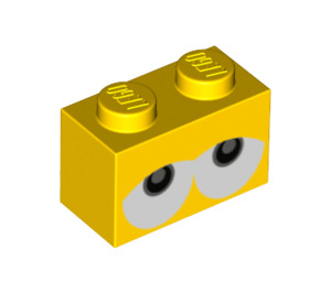 LEGO Yellow Brick 1 x 2 with Eyes with Bottom Tube (3004 / 94649)