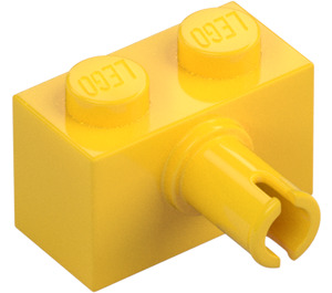 LEGO Yellow Brick 1 x 2 with Pin without Bottom Stud Holder (2458)