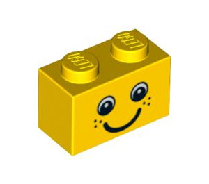 LEGO Yellow Brick 1 x 2 with Smiling Face with Freckles (3004)