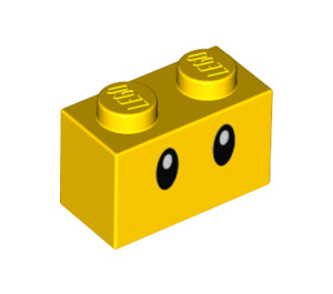LEGO Gelb Backstein 1 x 2 mit Zwei Augen mit Unterrohr (3004 / 76893)