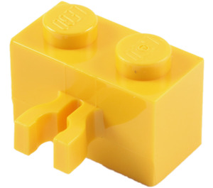LEGO Geel Steen 1 x 2 met Verticaal Klem (Opening in clip) (30237)