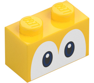 LEGO Gul Kloss 1 x 2 med Yoshi Ögon med bottenrör (68946 / 101881)