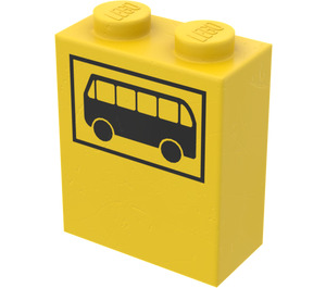 LEGO Yellow Brick 1 x 2 x 2 with Black Bus and Frame Pattern with Inside Axle Holder (3245)