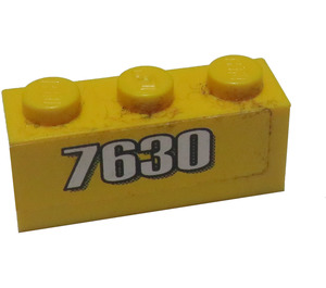 LEGO Jaune Brique 1 x 3 avec 7630 Autocollant (3622)
