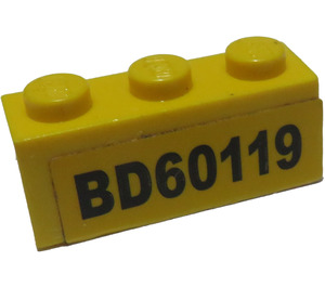 LEGO Giallo Mattoncino 1 x 3 con 'BD60119' Adesivo (3622)