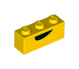 LEGO Gelb Backstein 1 x 3 mit Schwarz semi-Kreis (3622 / 52594)