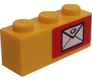 LEGO Yellow Brick 1 x 3 with Mail Envelope (Right) Sticker (3622)