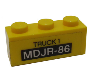 LEGO Yellow Brick 1 x 3 with 'TRUCK 1' and 'MDJR-86' Sticker (3622)